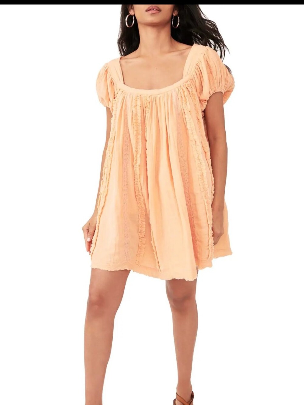 Peach Puff Short Smocked Babydoll Dress